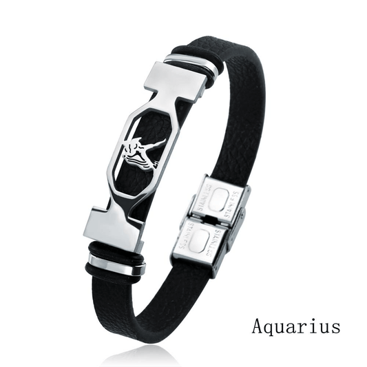 Aquarius Leather Zodiac Bracelet for Aquarius