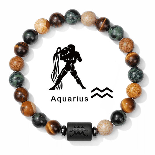 Aquarius Natural Stone Bead Zodiac Bracelet for Aquarius