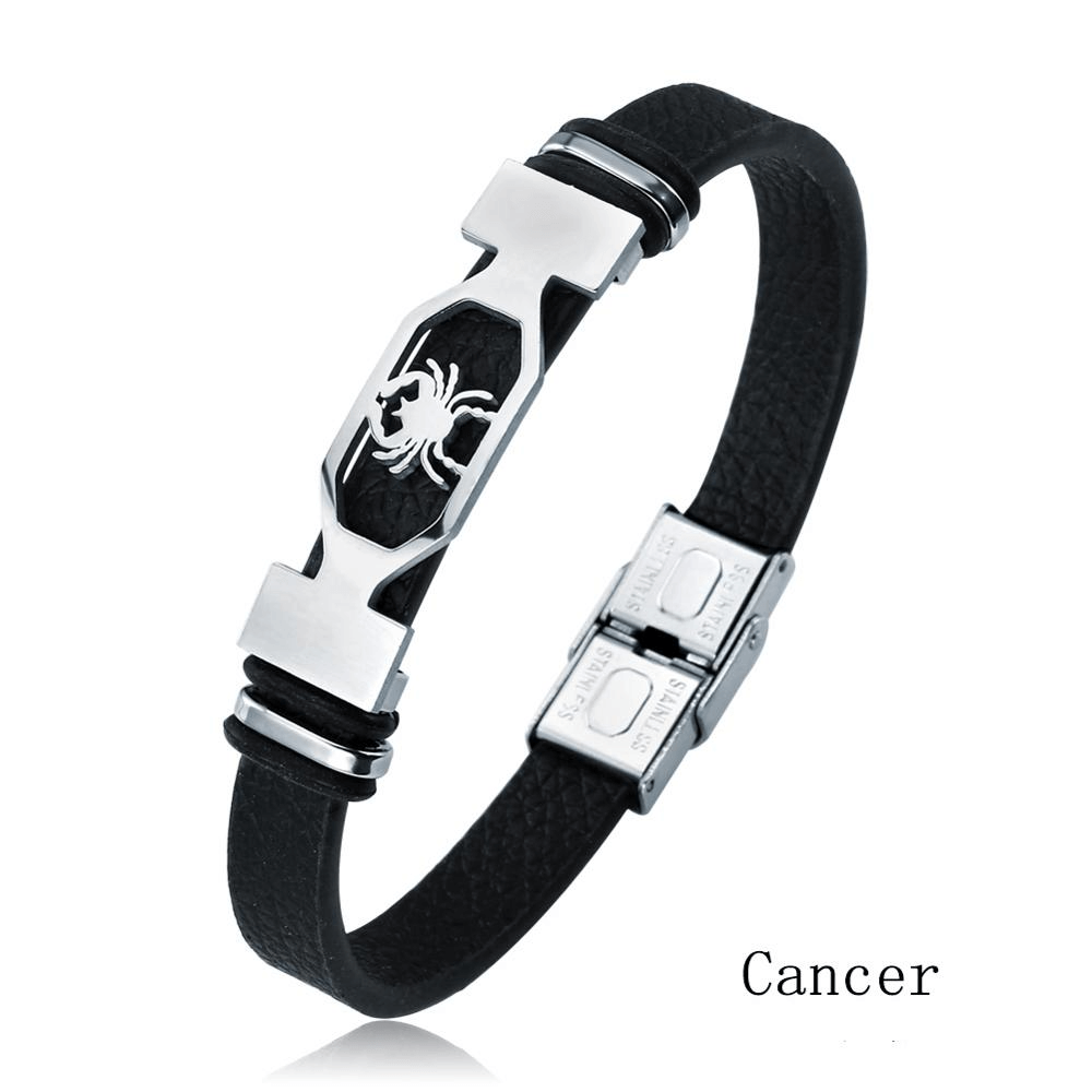 Cancer Leather Zodiac Bracelet for Cancer