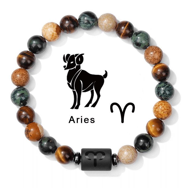 Aries Natural Stone Bead Zodiac Bracelet for Aries