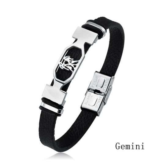 Gemini Leather Zodiac Bracelet for Gemini