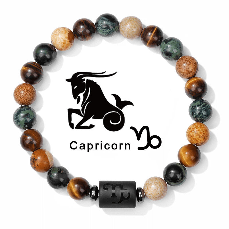 Capricorn Natural Stone Bead Zodiac Bracelet for Capricorn