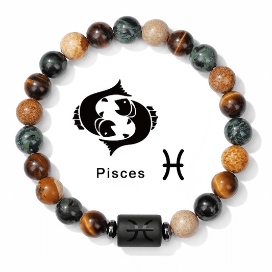 Pisces Natural Stone Bead Zodiac Bracelet for Pisces