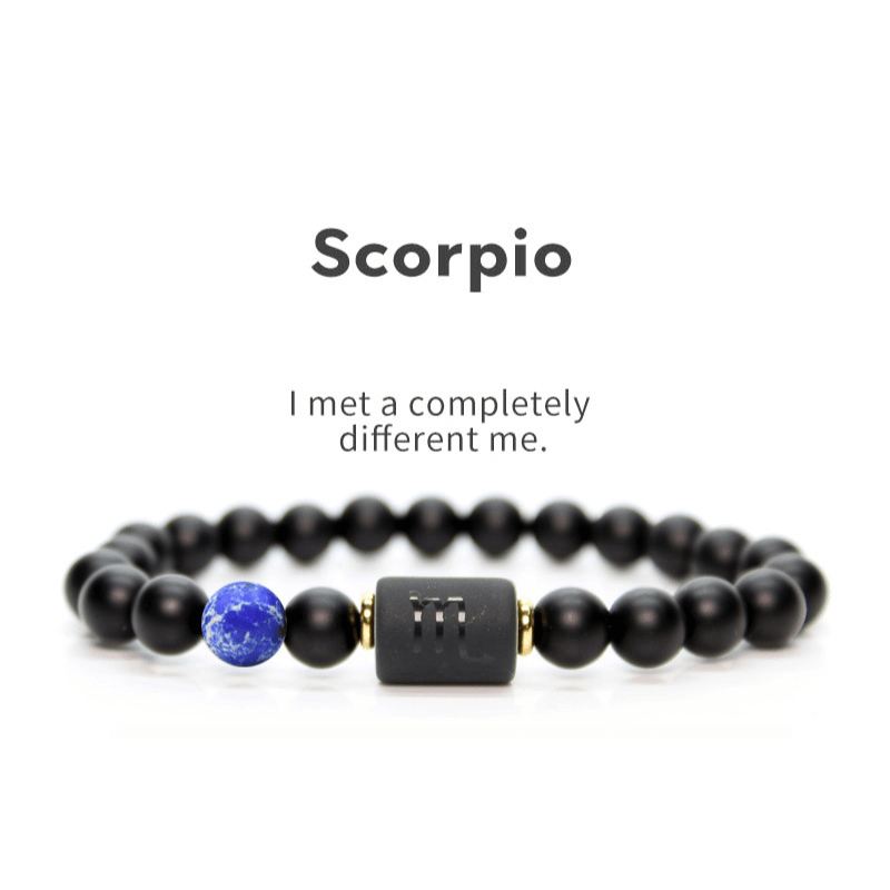 Scorpio Natural Black Agate Stone Zodiac Bracelet